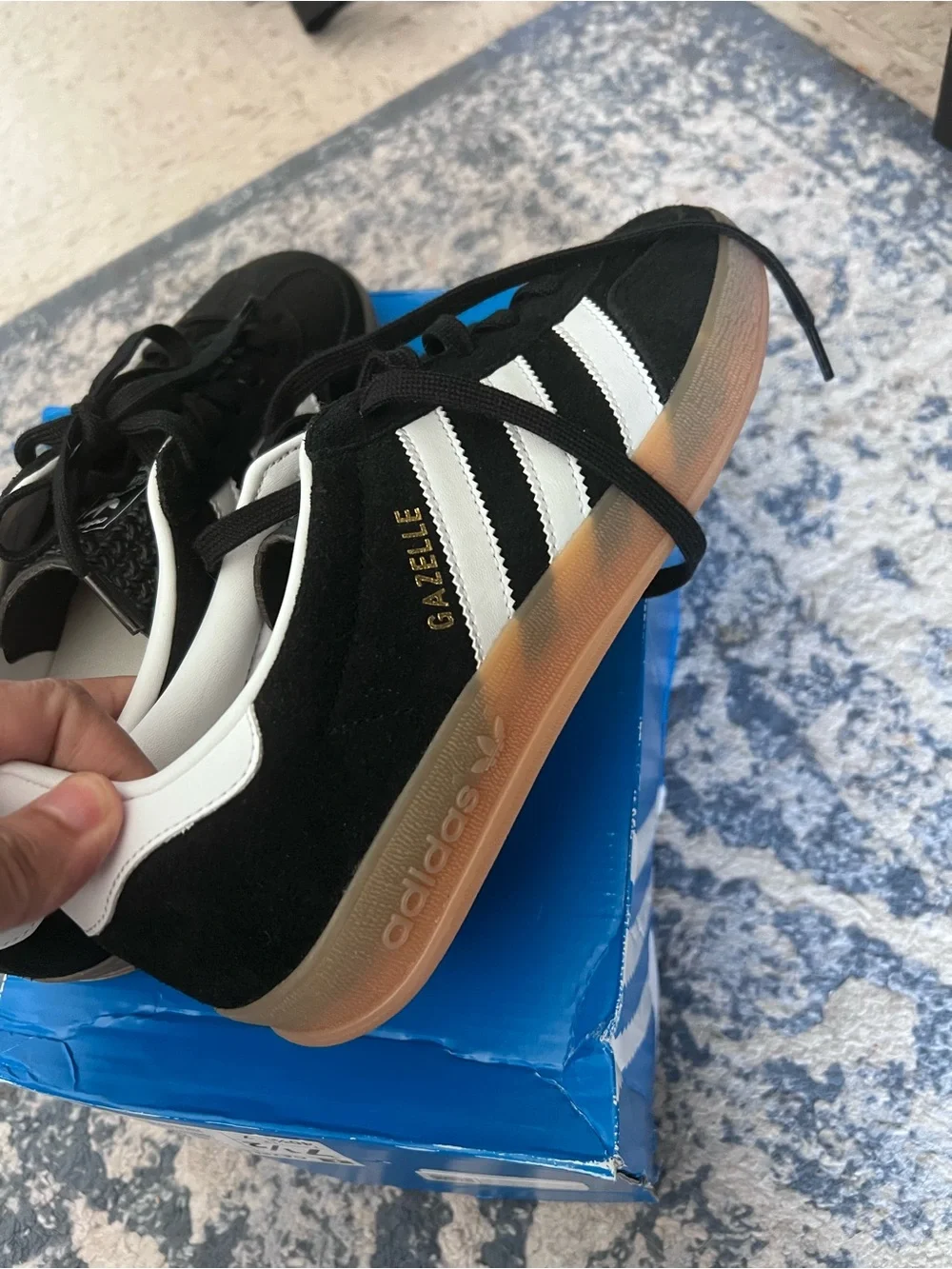 adidas Gazelle Black White with Gum Sole Sneakers